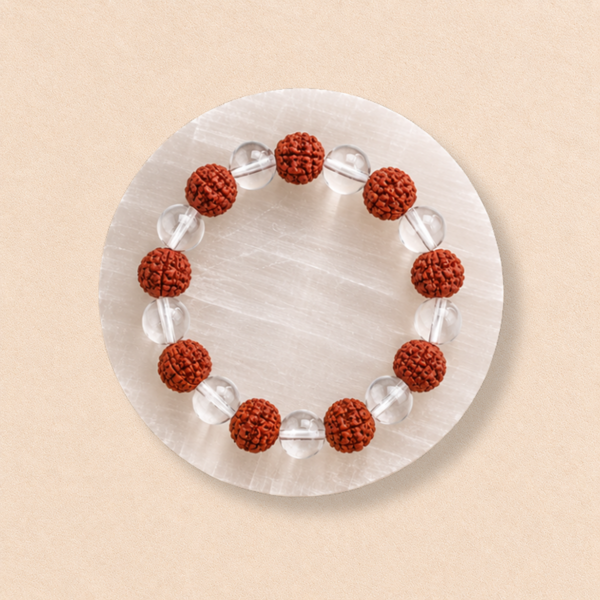 Rudraksha Sphatik Bracelet | Rudraksha & Clear Quartz Bracelet | Spiritual Meditation Jewelry | Prayer Bracelet | Natural Rudraksha Jewelry Gift