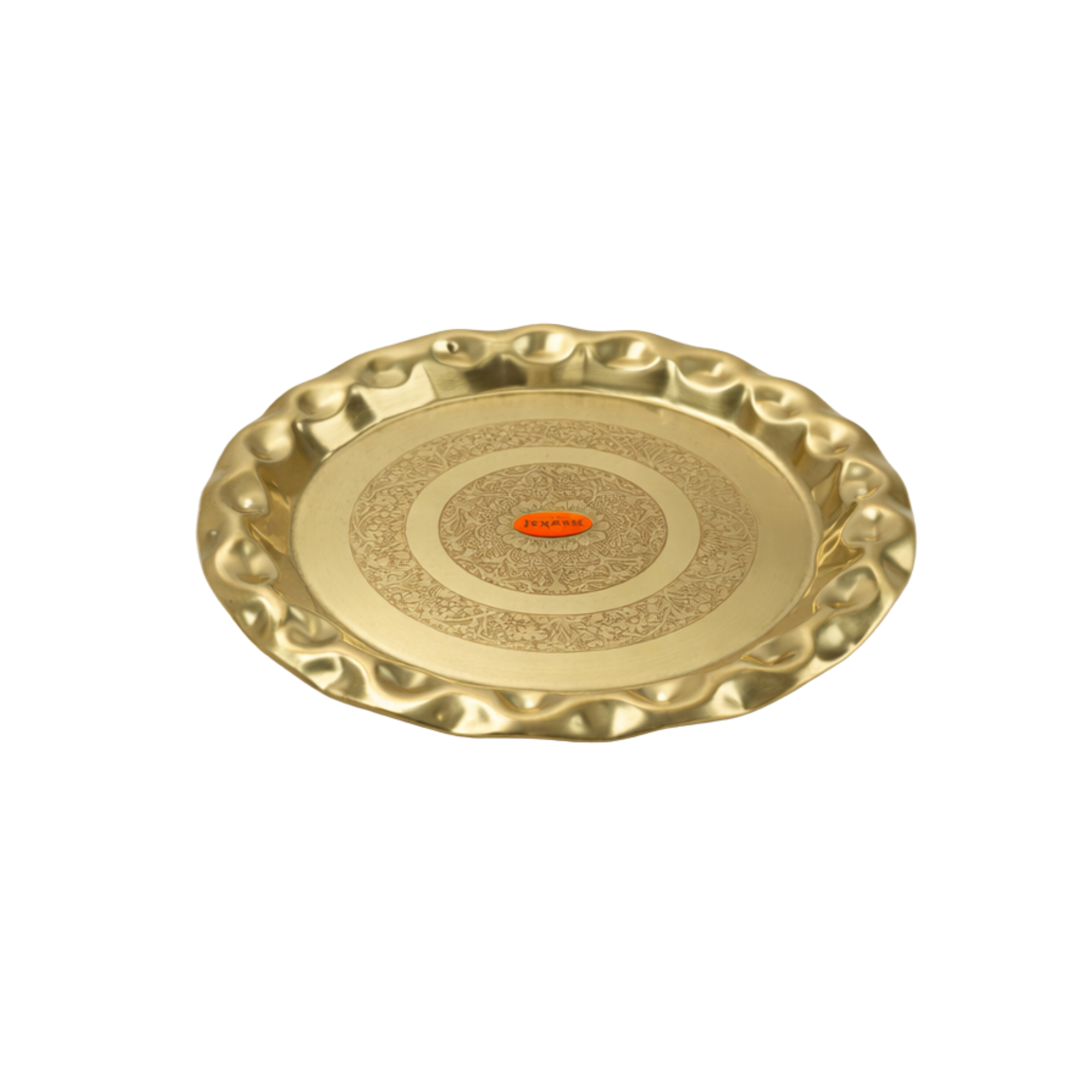 Brass Design Thali 8 inch | Brass Puja Plate