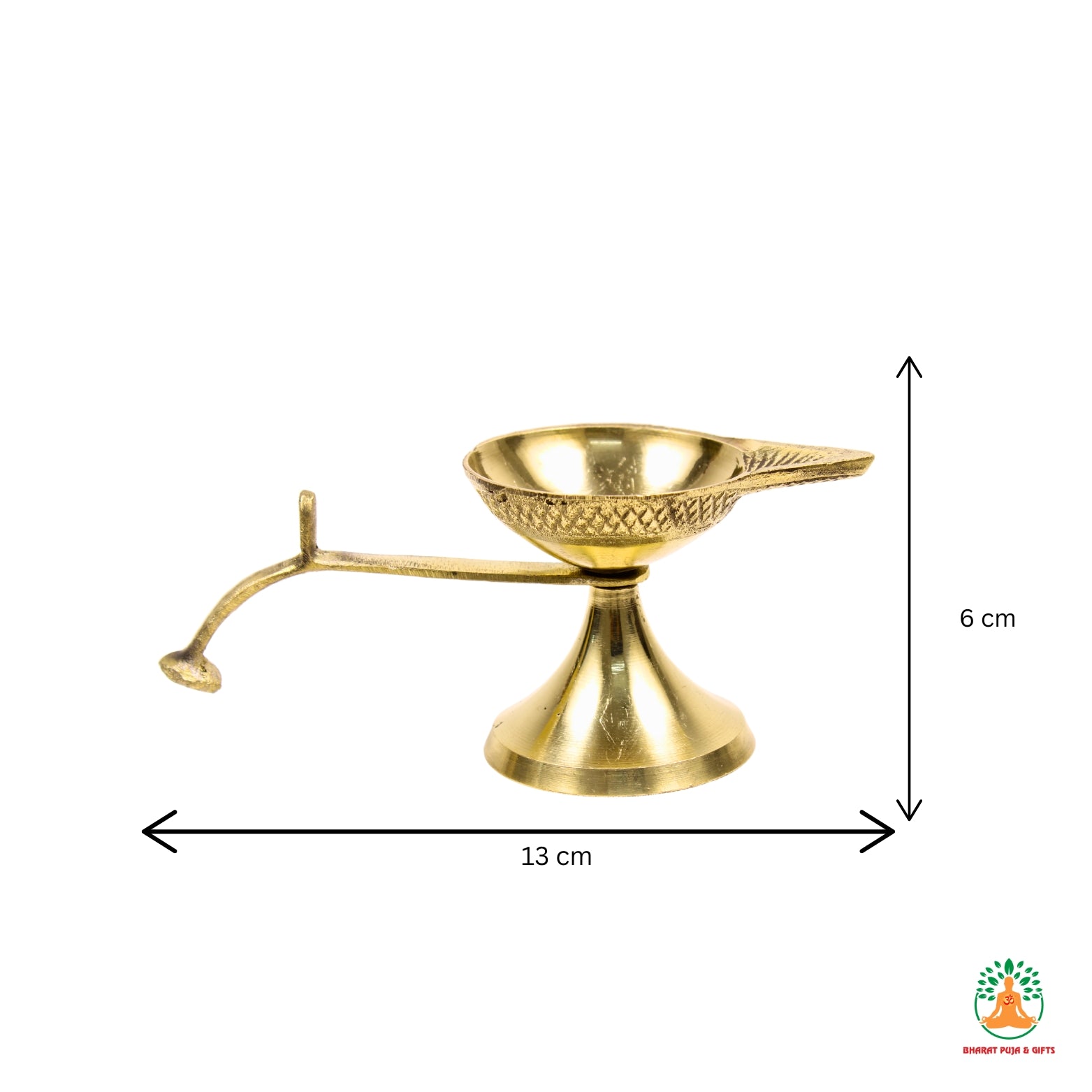 Brass Arti Diya with Curved Handle | Table Diya for Pooja, Aarti, Mandir, Home Temple, Festivals &amp; Spiritual Gifting 🪔🙏