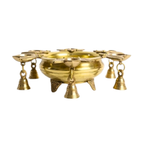 Brass Decorative Bowl with Hanging Bells | Traditional Urli Diya Bowl | Premium Diwali Decor