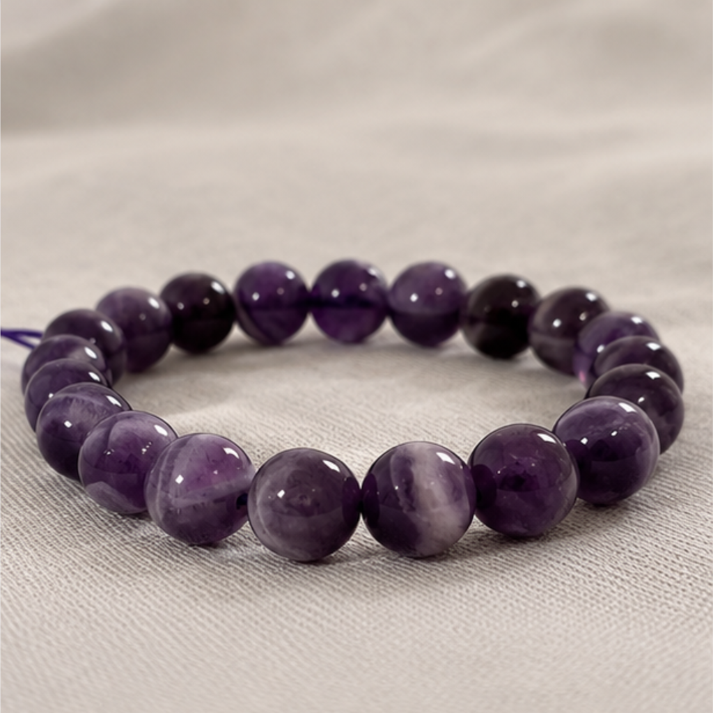 Natural Amethyst Bracelet | Purple Crystal Gemstone Bracelet | Meditation & Spiritual Jewelry | Amethyst Healing Bracelet | Gift for Men and Women