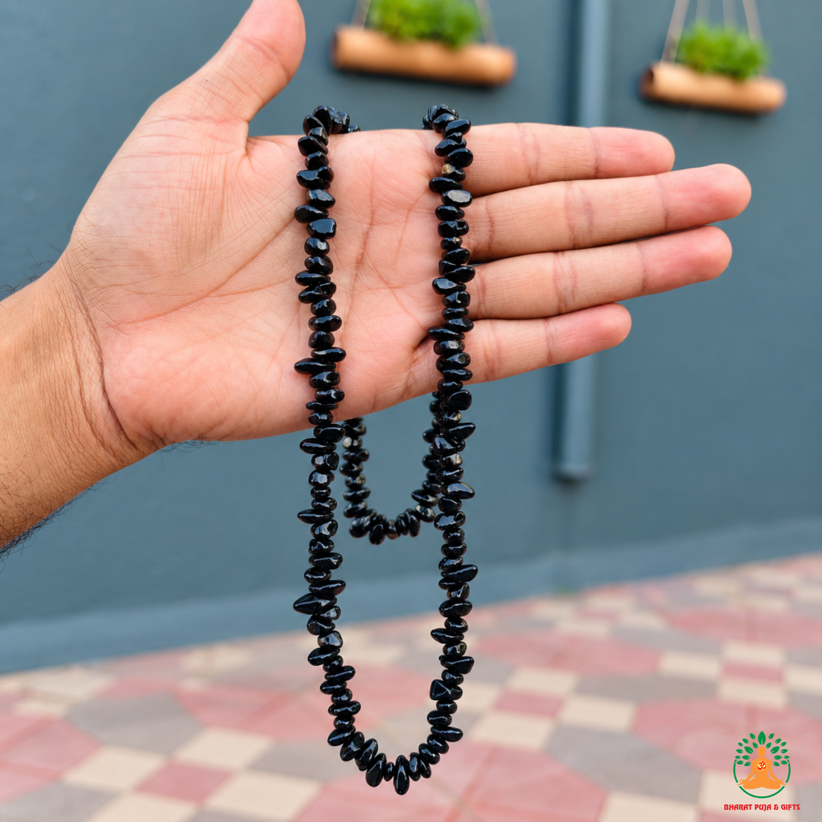Black Obsidian Chips Crystal Necklace | Black Obsidian Beaded Necklace | Gemstone Necklace