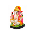 White Ganesha with Red Flowers & Modak | Ganesha Murti | Ganapati Idol