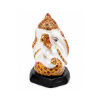 White & Gold Hand-Painted Ganesha Idol | Small Ganesha Murti for Car Dashboard | Ganesha Statue