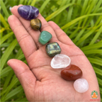 7 Chakra Tumble Stone Set | Polished Chakra Healing Crystals | Amethyst Tiger Eye Red Jasper Green Aventurine Labradorite Clear Quartz Carnelian Rose Quartz Tumbled Crystal Set