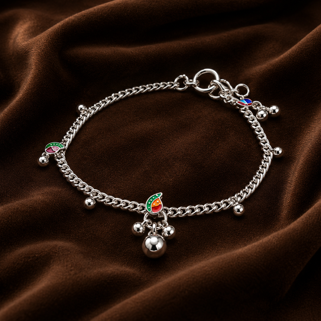 Pure Silver Designer Payal (Pair) | Traditional Anklets with Ghungroo