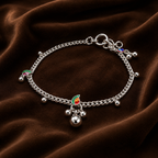 Pure Silver Designer Payal (Pair) | Traditional Anklets with Ghungroo