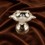 Pure Silver Lotus Pedestal Diya | 999 Fine Silver Puja Oil Lamp