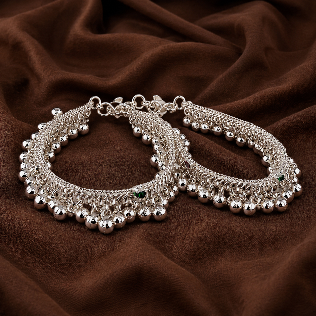 Pure Silver Baby Ghungroo Payal (Pair) | Traditional Baby Anklets