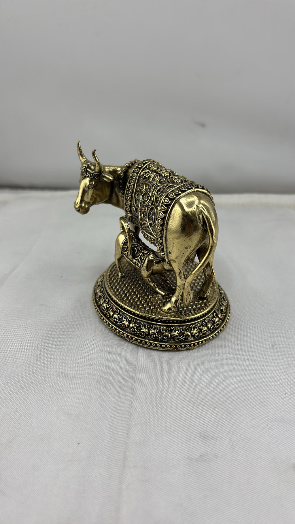 Panchaloha Kamadhenu Idol | Panchadhatu Cow and Calf Murti | Panchalogam Gau Mata Statue