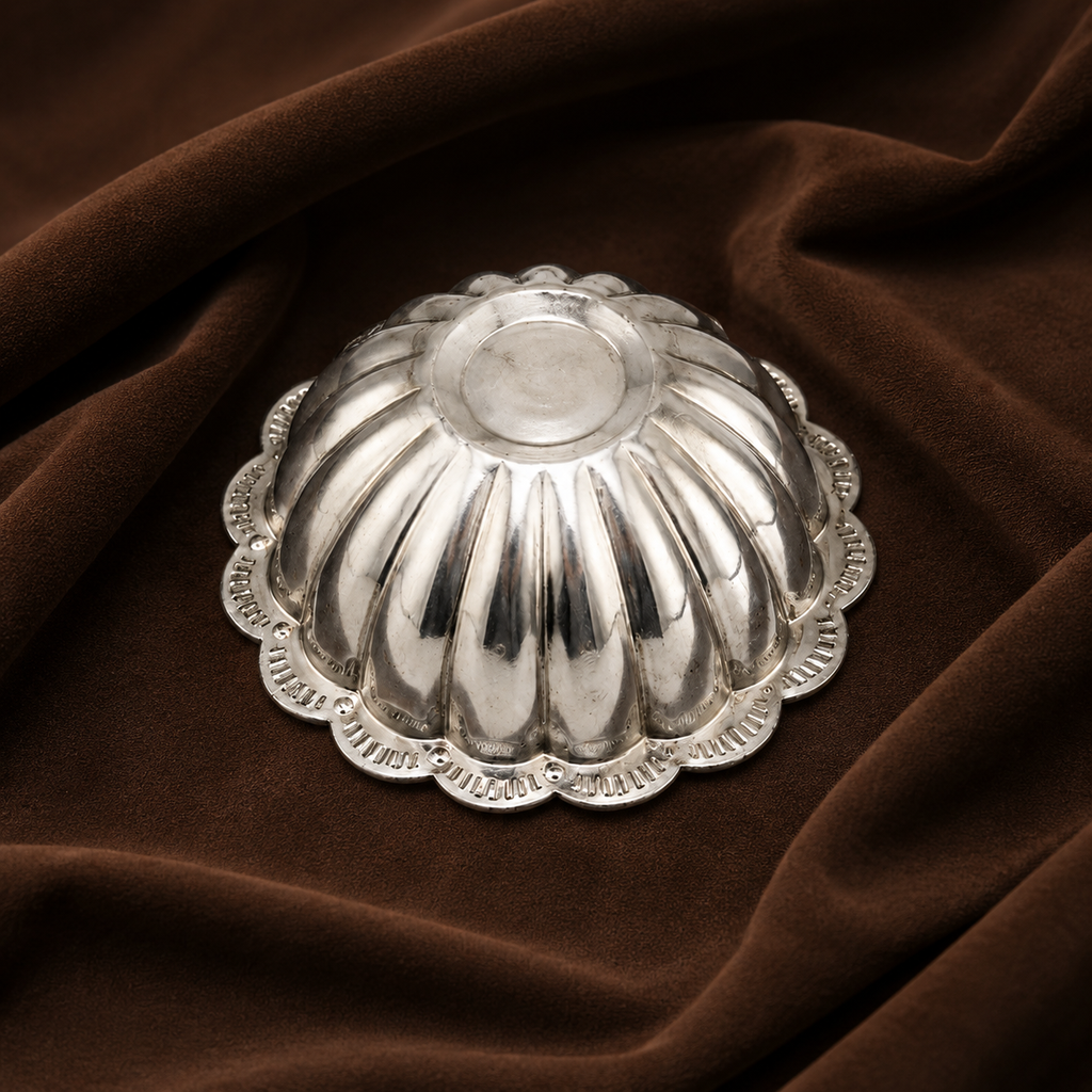 Pure Silver Flower Design Bowl | Silver Puja Bowl | Decorative Silver Katori
