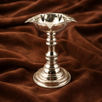 Pure Silver Lotus Samai Diya | 999 Fine Silver Standing Oil Lamp