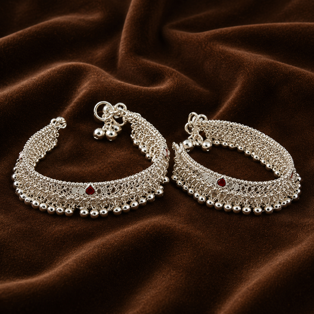 Pure Silver Baby Anklets (Pair) | Traditional Baby Ghungroo Payal