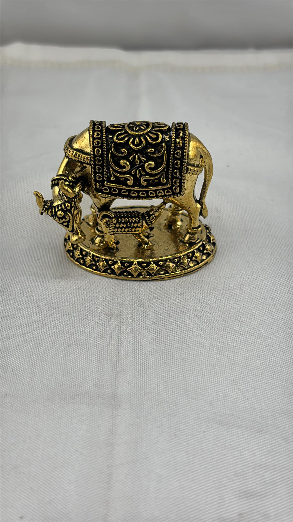 Panchaloha Kamadhenu Idol | Panchadhatu Cow and Calf Murti | Panchalogam Gau Mata Statue