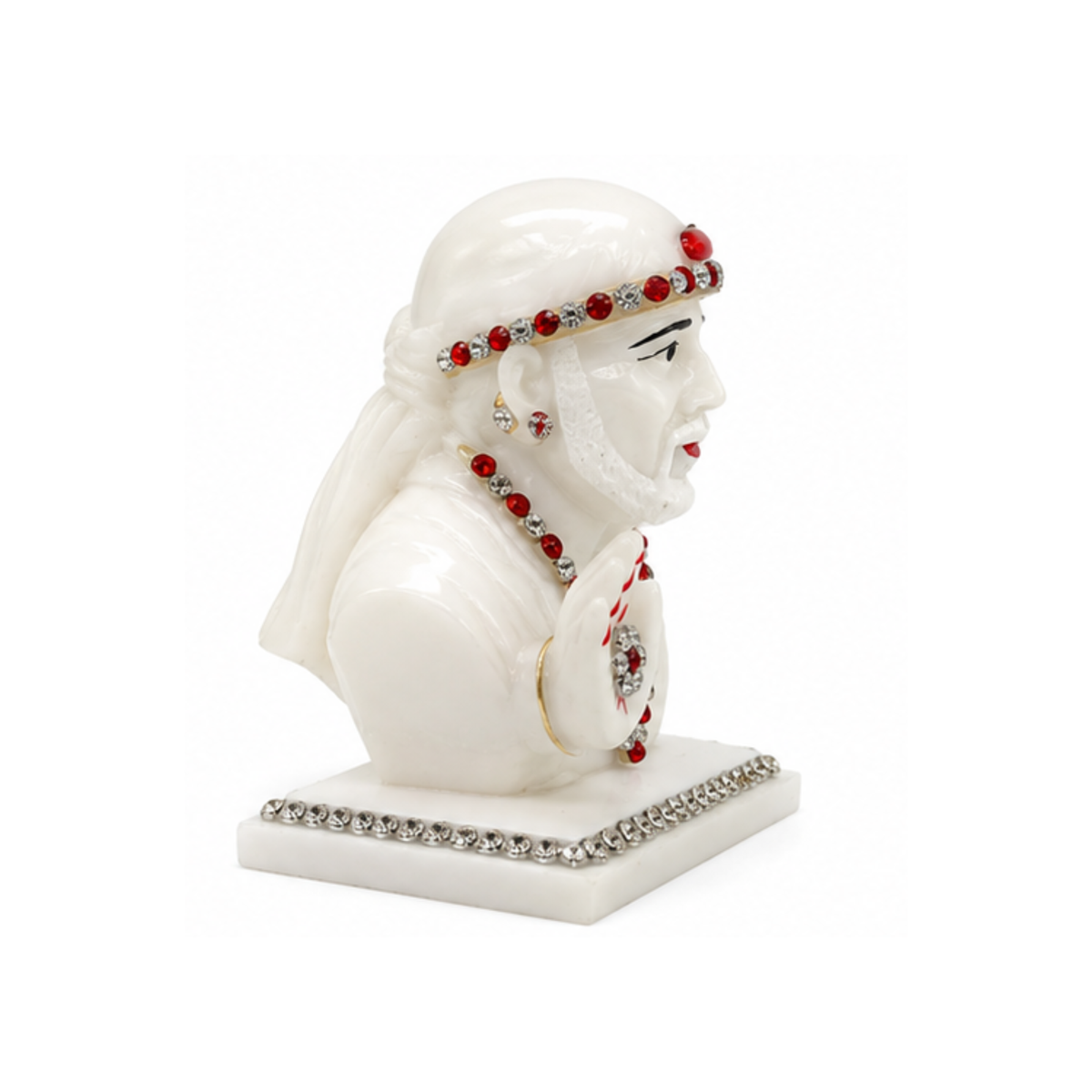 Sai Baba Head Idol | White Shirdi Sai Baba Statue | Sai Baba Murti for Car Dashboard