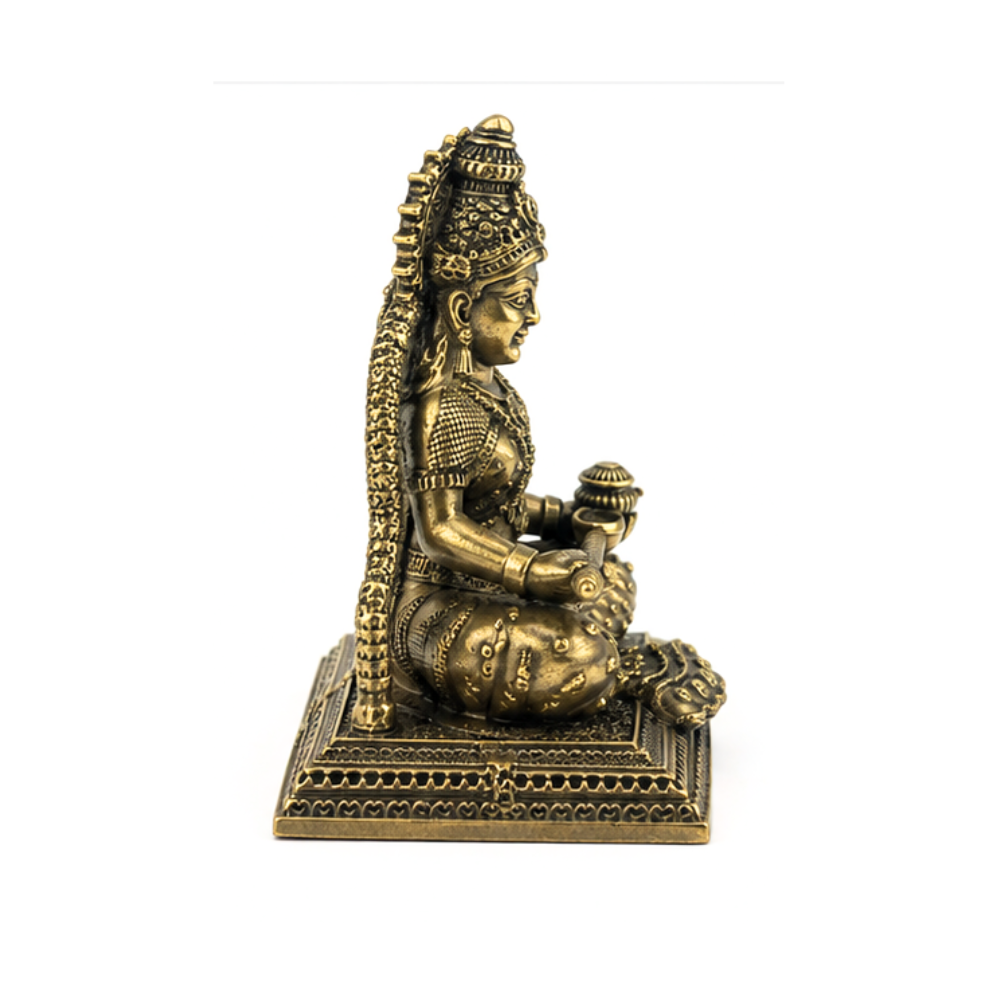 Panchaloha Saraswati Sitting on Asana Statue | Panchadhatu Saraswati Murti | Panchalogam Saraswati Idol