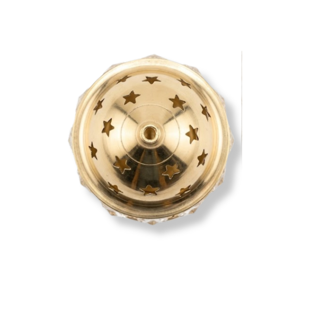 Brass Diya with Cylindrical Gem Cover | Decorative Crystal Brass Oil Lamp