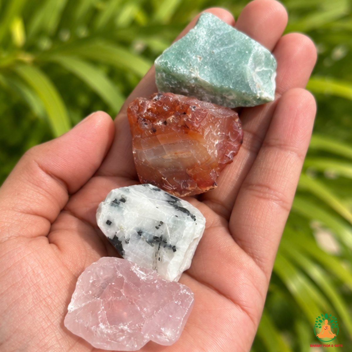 Love Relationship Raw Stone Set | Green Aventurine Carnelian Rainbow Moonstone Rose Quartz Natural Crystal Set | Spiritual Gift