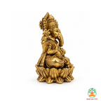 Antique Gold Tone Lord Ganesha Idol on Lotus Base – Traditional Hindu Statue