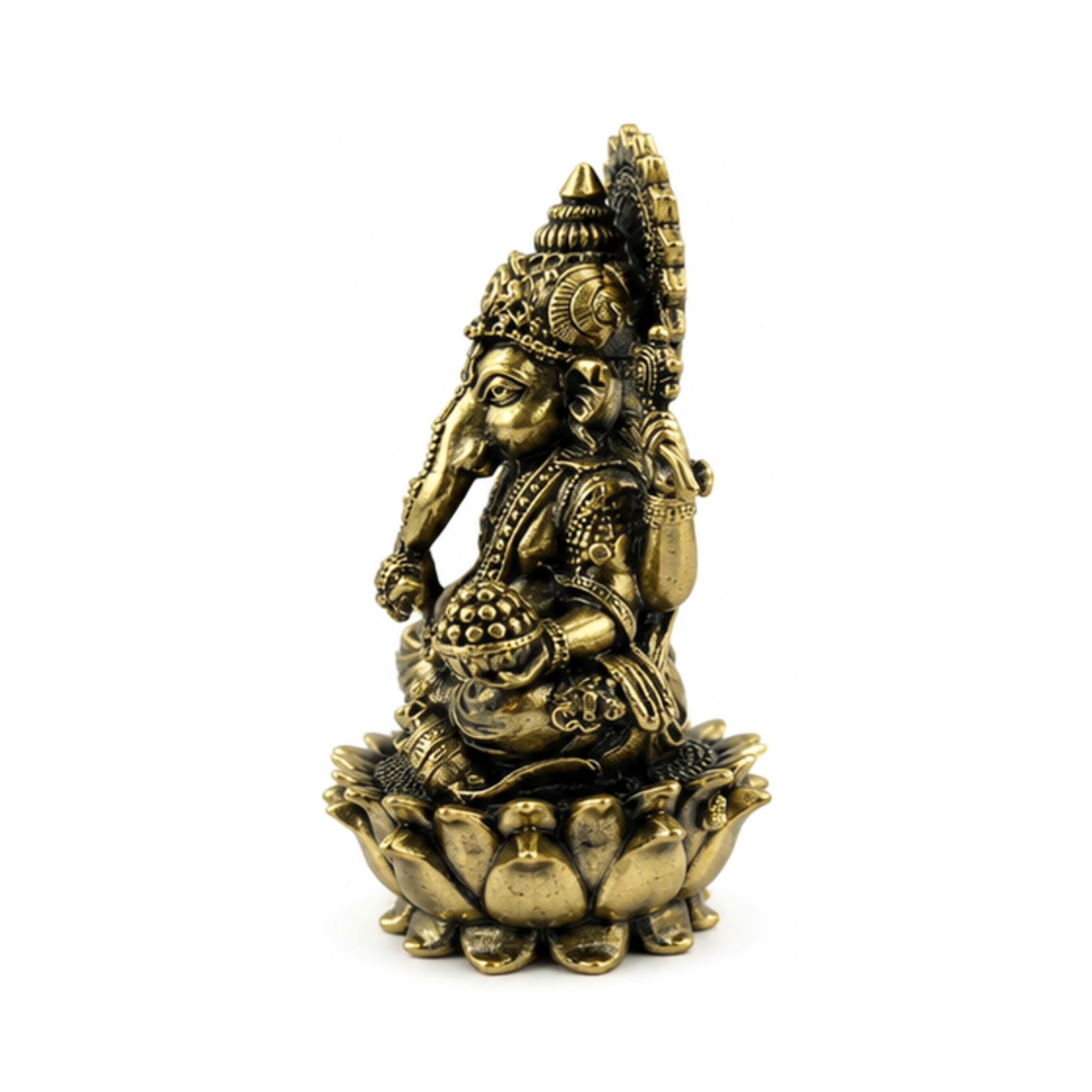 Panchadhatu Ganesha Idol with Mushak Sitting on Kamal | Panchalogam Ganesha Statue | Panchalogam Ganapati with Mouse Murti