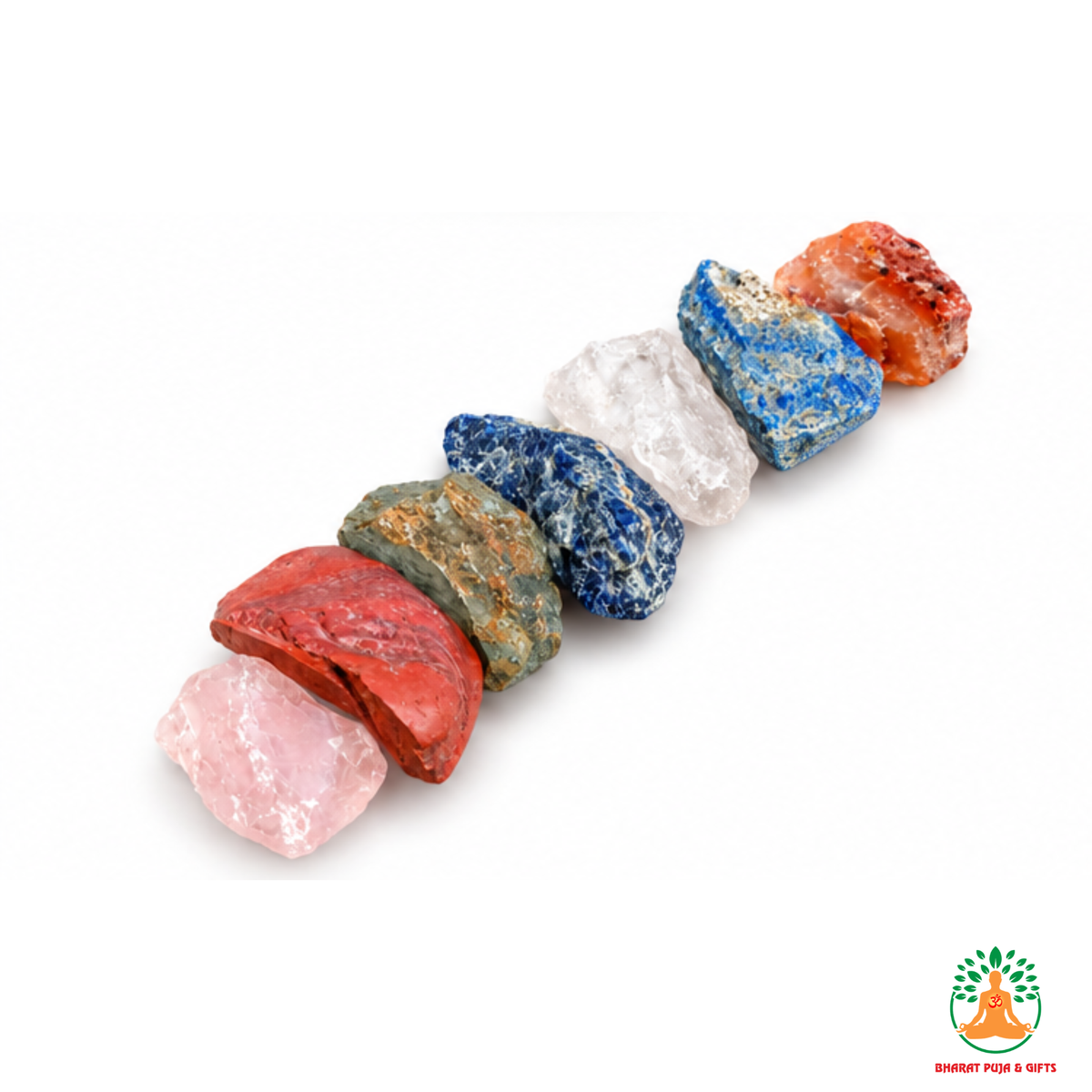 7 Chakra Raw Stone Set | 7 Chakra Natural Crystals Set| Carnelian Lapis Lazuli Sodalite Pyrite Red Jasper Rose Quartz Clear Quartz | Crystal Gift