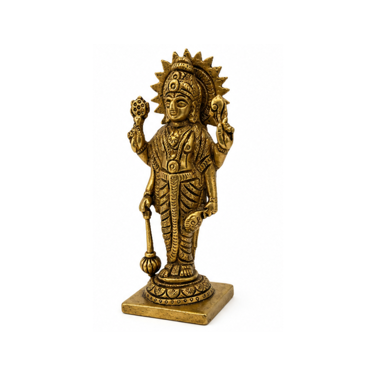 Brass Balaji Statue | Brass Vishnu Murti with Shankha Chakra Gada Padma | Lord Vishnu Idol