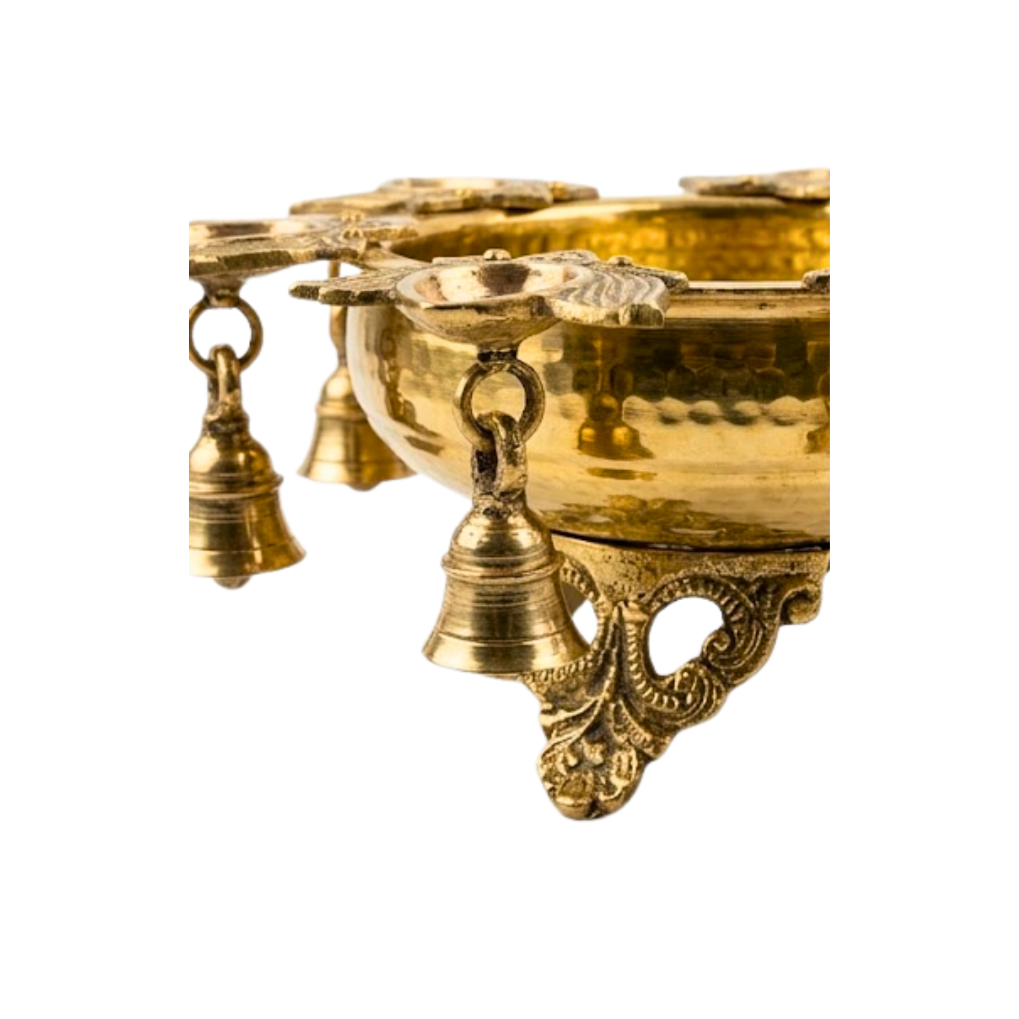 Brass Decorative Bowl with Hanging Bells | Traditional Urli Diya Bowl | Premium Diwali Decor