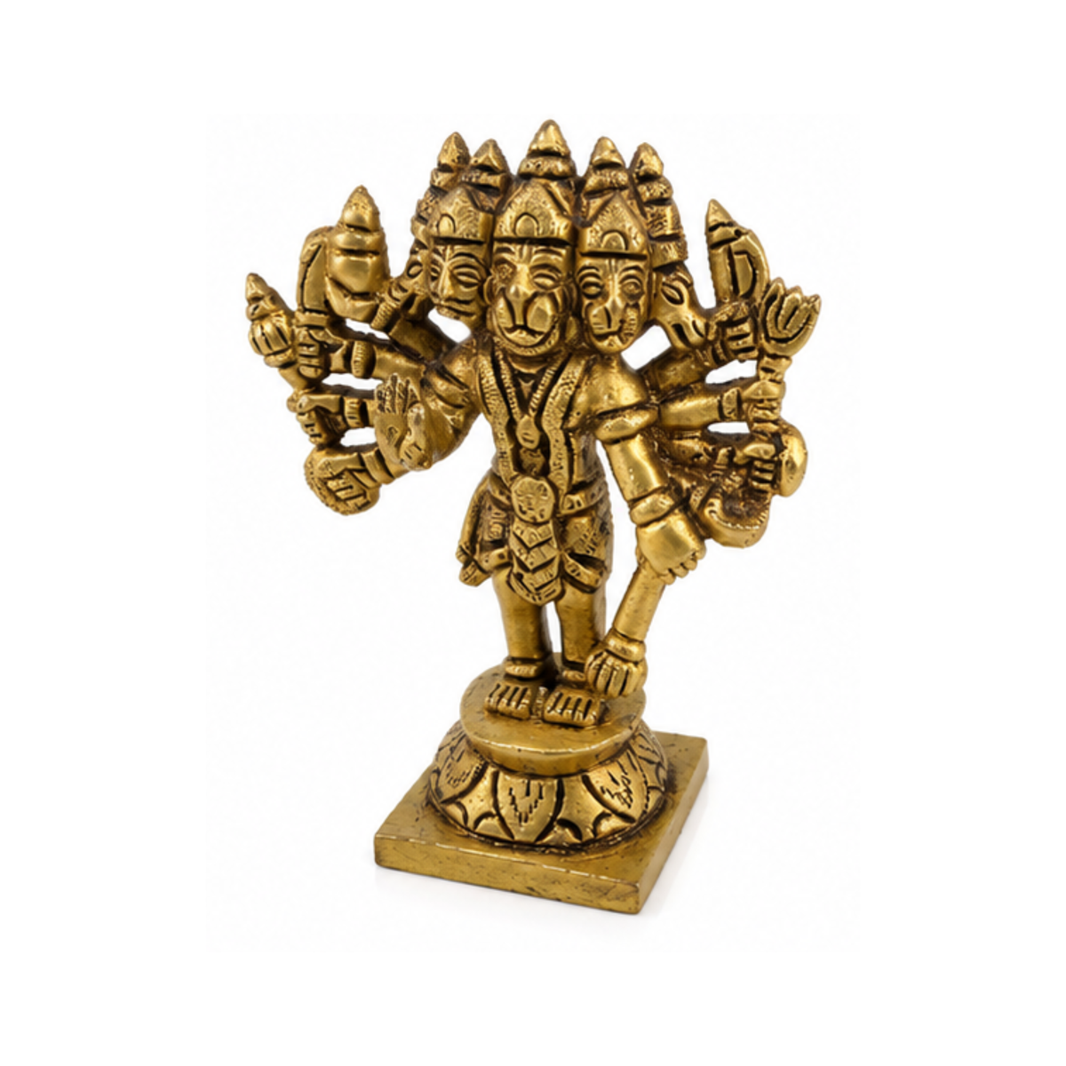 Brass Panchmukhi Hanuman Idol | Five-Faced Hanuman Statue | Panchamukhi Hanuman Murti