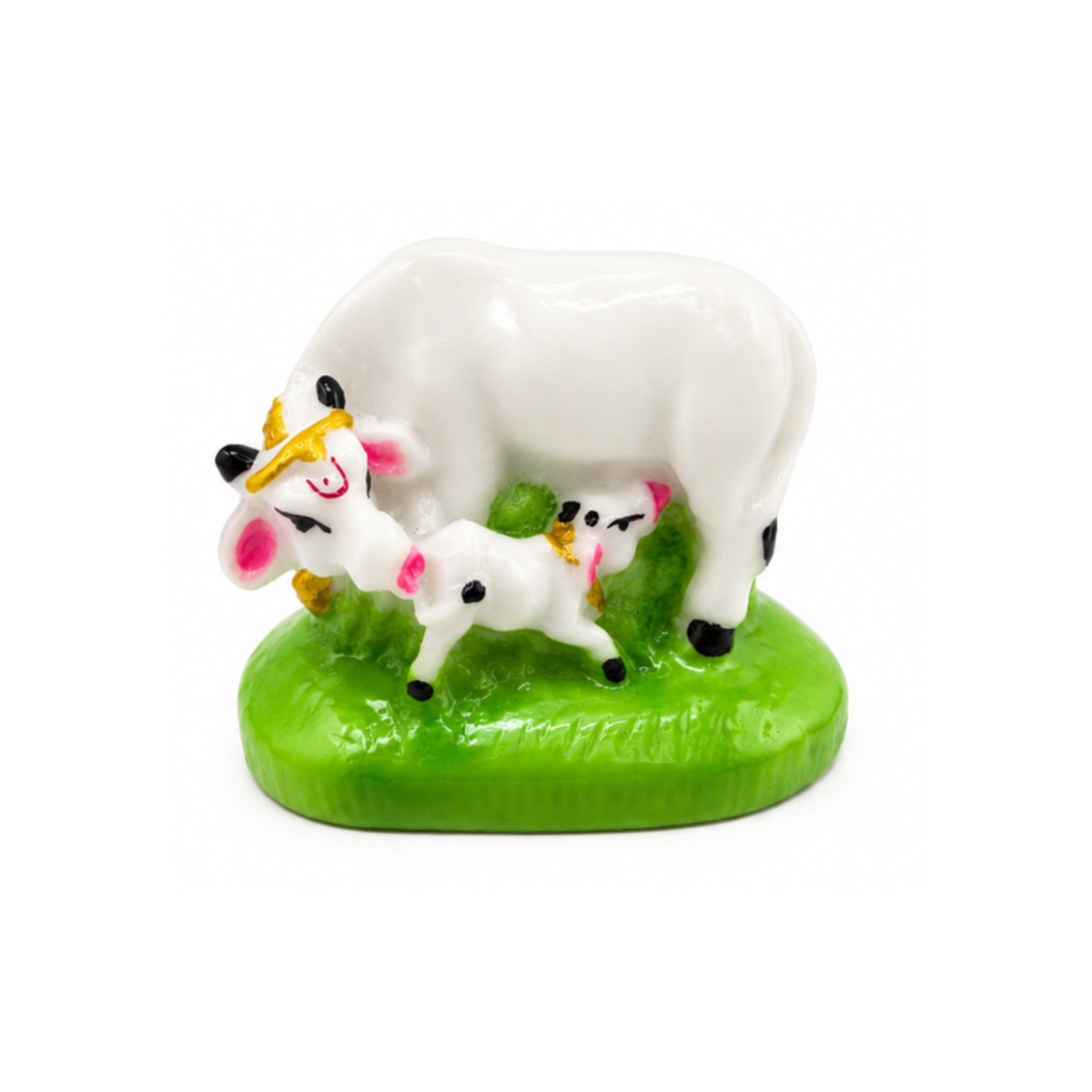Kamadhenu Cow with Calf Murti | Traditional Hindu Sacred Cow Idol | Small Kamadhenu Statue