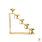 5 Step Brass Samai | Brass Lotus 5-Step Diya | Traditional Pooja Aarti Oil Lamp Arti Deepak Deepam for Home Temple, Mandir,