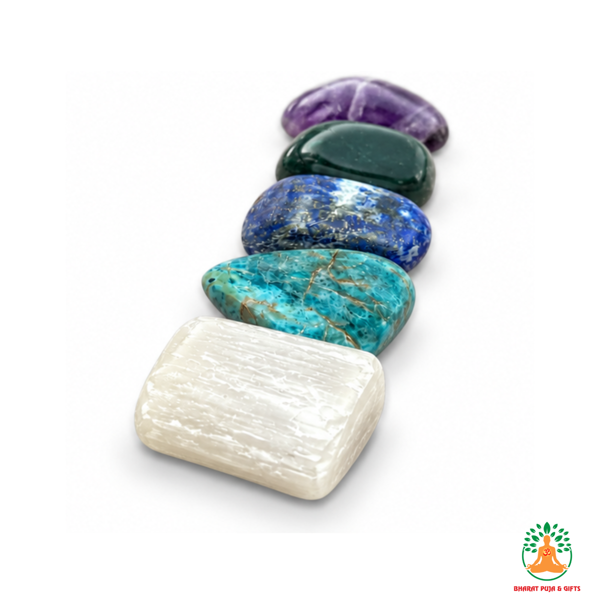 Stress Relief Tumble Stone Set – 5 Polished Gemstones for Calmness, Relaxation, Emotional Balance & Meditation