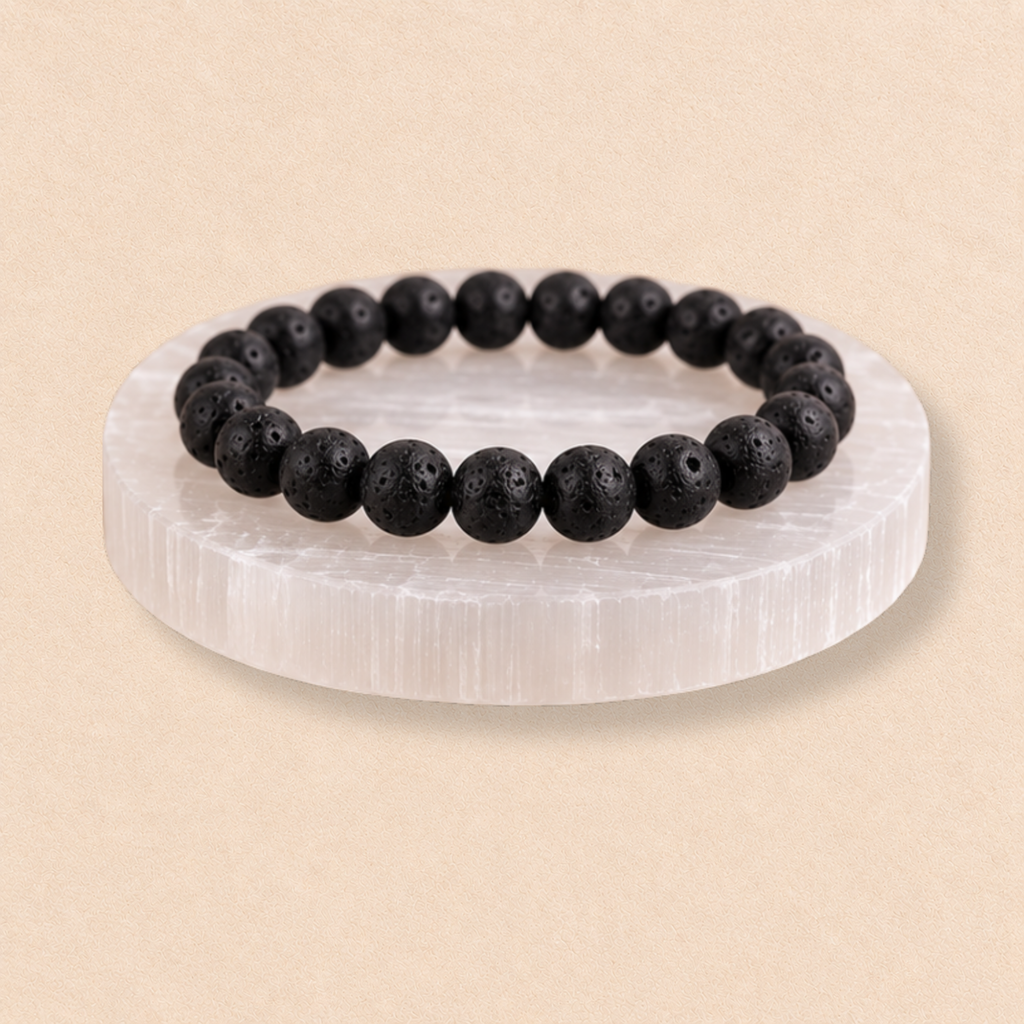 Natural Lava Stone Bracelet | Black Volcanic Stone Bracelet | Grounding & Strength Jewelry | Meditation Bracelet | Gift for Men & Women