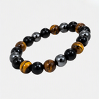 Triple Chakra Bracelet | Black Obsidian Hematite Tiger Eye Bracelet | Grounding & Protection Jewelry | Chakra Inspired Crystal Bracelet