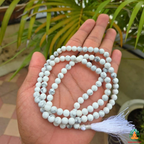 Howlite Crystal Necklace | Howlite Beaded Necklace | Gemstone Necklace Howlite Mala | Natural White Gemstone Meditation Mala
