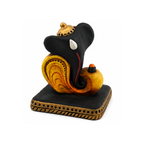 Black & Gold Ganesha Idol | Artistic Lord Ganesha Statue for Car Dash Office Decor | Small Ganesha Murti