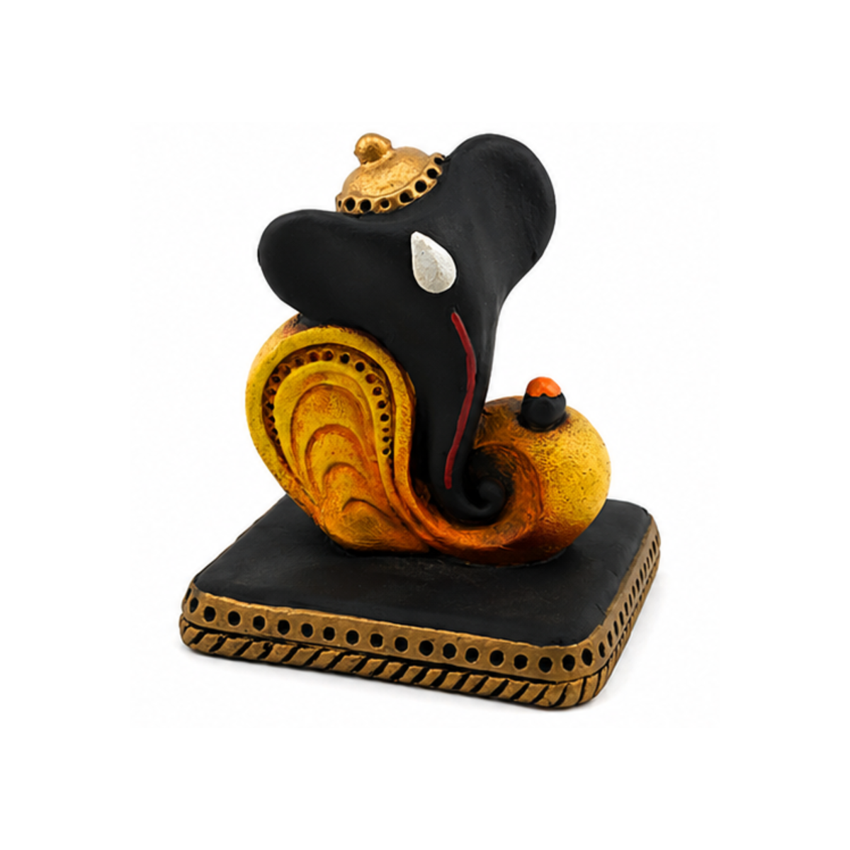 Black & Gold Ganesha Idol | Artistic Lord Ganesha Statue for Car Dash Office Decor | Small Ganesha Murti