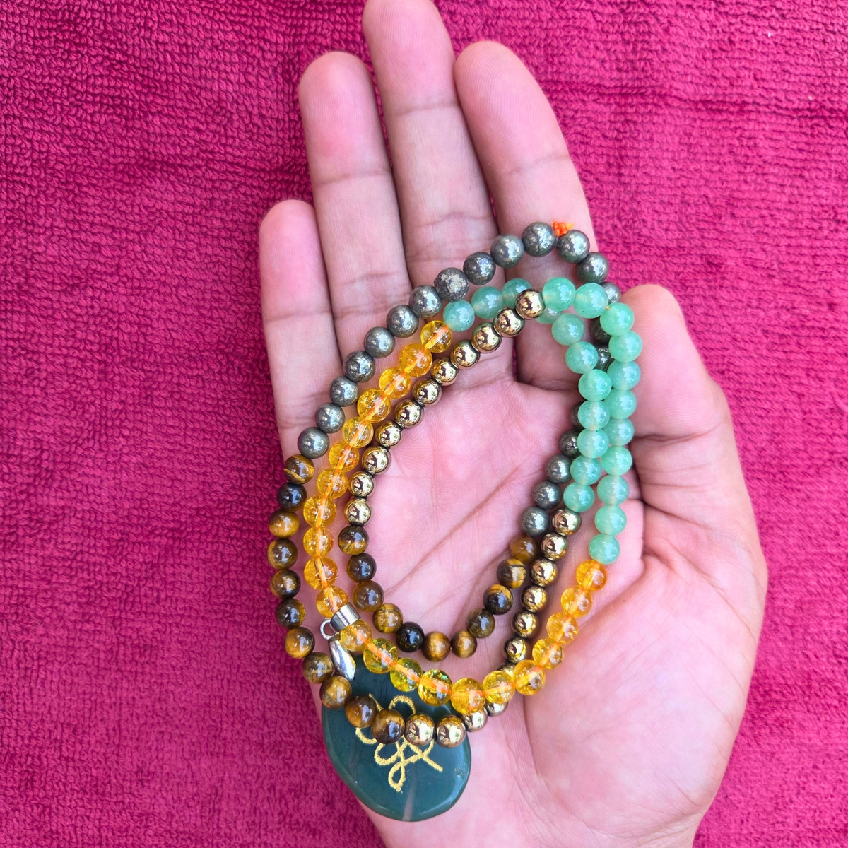 Money Magnet with Zibu Necklace | Natural Gemstone Mala 13 Inch | Prosperity & Abundance Jewelry | Crystal Necklace