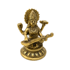 Brass Goddess Saraswati Idol | Maa Saraswati Statue for Puja, Home Decor & Gifts | Saraswati Devi Murti