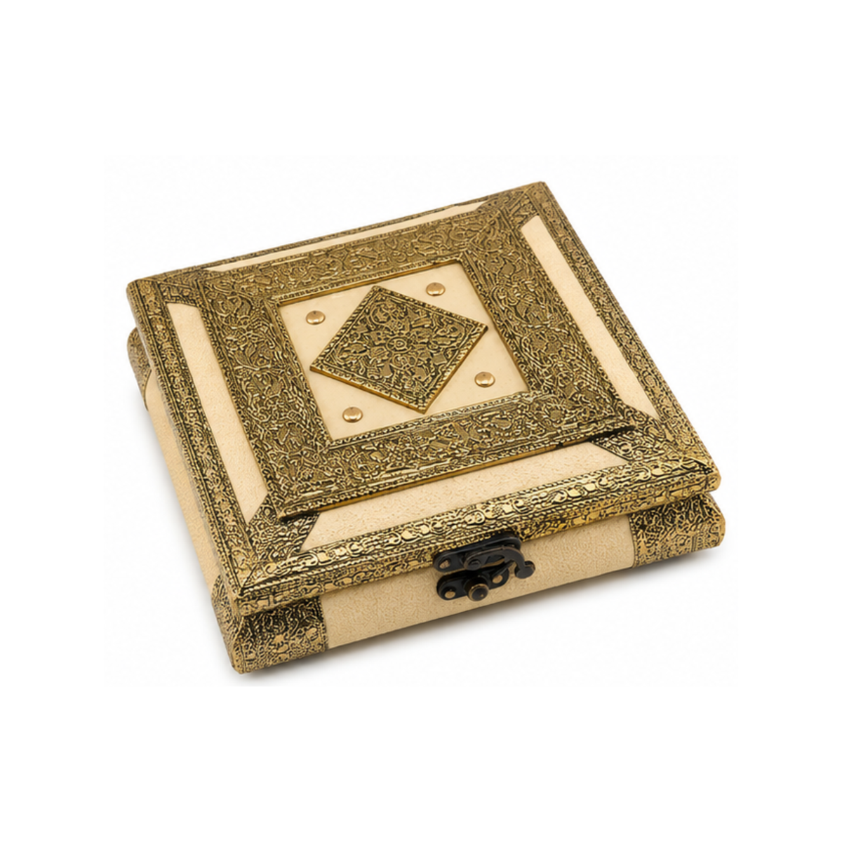 Antique Gold & Beige Dry Fruit Gift Box | Traditional Indian Gift Box