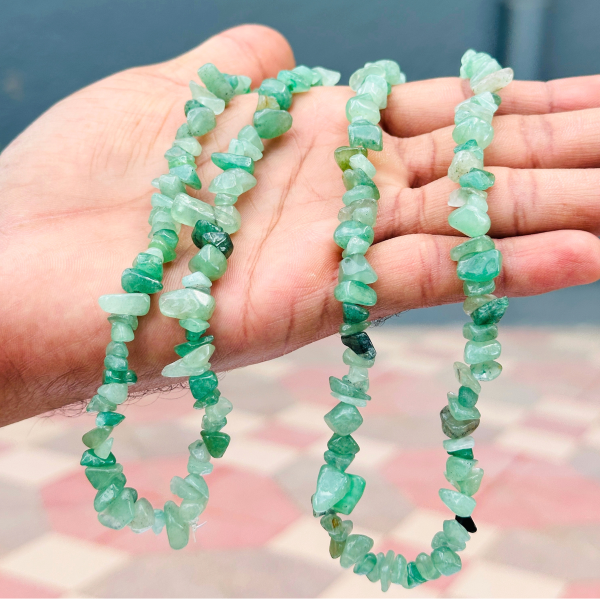 Green Aventurine Chips Crystal Necklace | Green Aventurine Chips Beaded Necklace | Gemstone Necklace