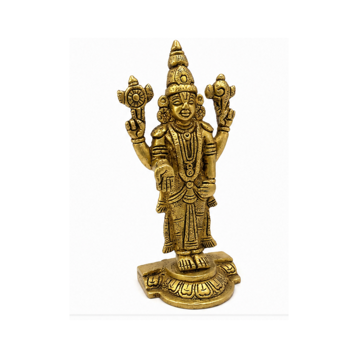 Brass Balaji Murti with Shankha & Chakra | Traditional Vishnu Statue | Brass Balaji Idol