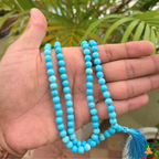 Natural Turquoise Beaded Necklace 6mm | 13 Inch Blue Gemstone Mala | Meditation & Yoga Necklace | Crystal Mala | Spiritual Jewelry