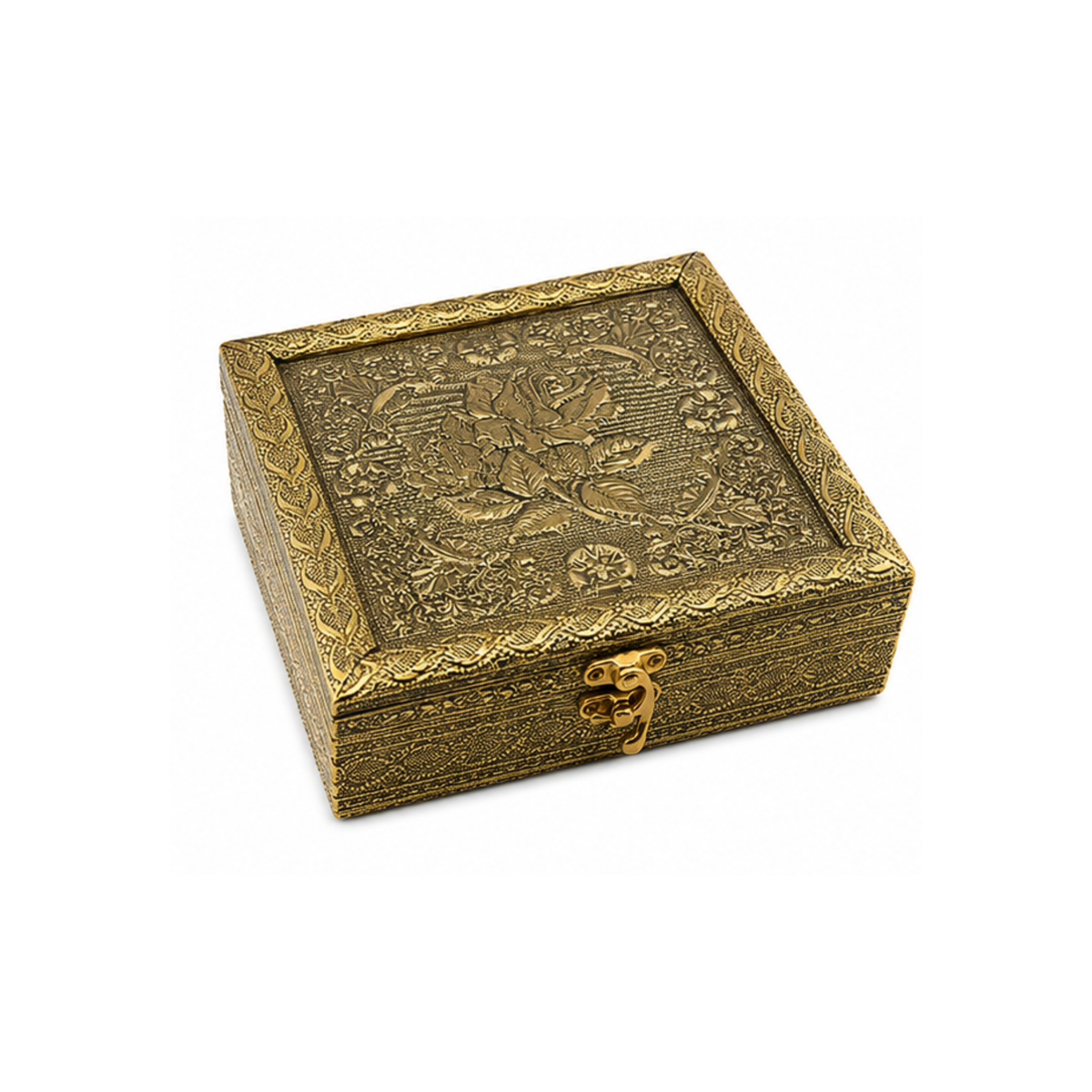 Royal Antique Gold Rose Embossed Dry Fruit Gift Box