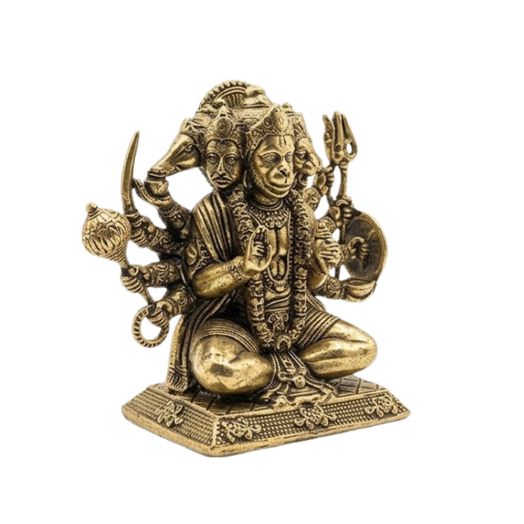 Panchadhatu Panchamukhi Sitting Hanuman Idol | Panchaloha Panchamukhi Hanuman Murti | Panchalogam Sitting Hanuman Statue