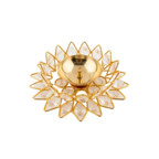 Brass Lotus Gem Diya | Decorative Crystal Lotus Oil Lamp