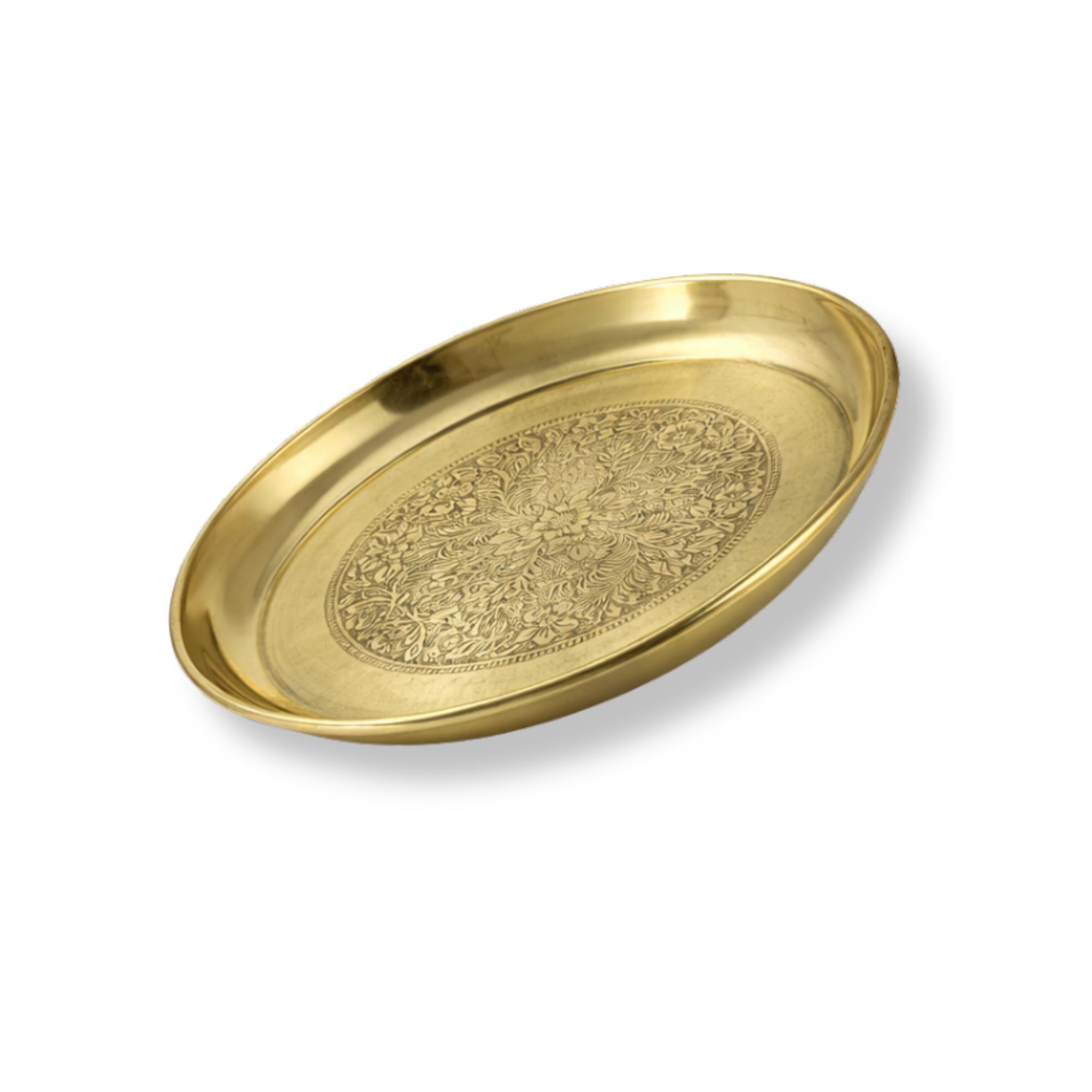 Brass Thali Intricate Flower Design 7 inch | Brass Puja Plate | Decorative Diwali Puja Plate