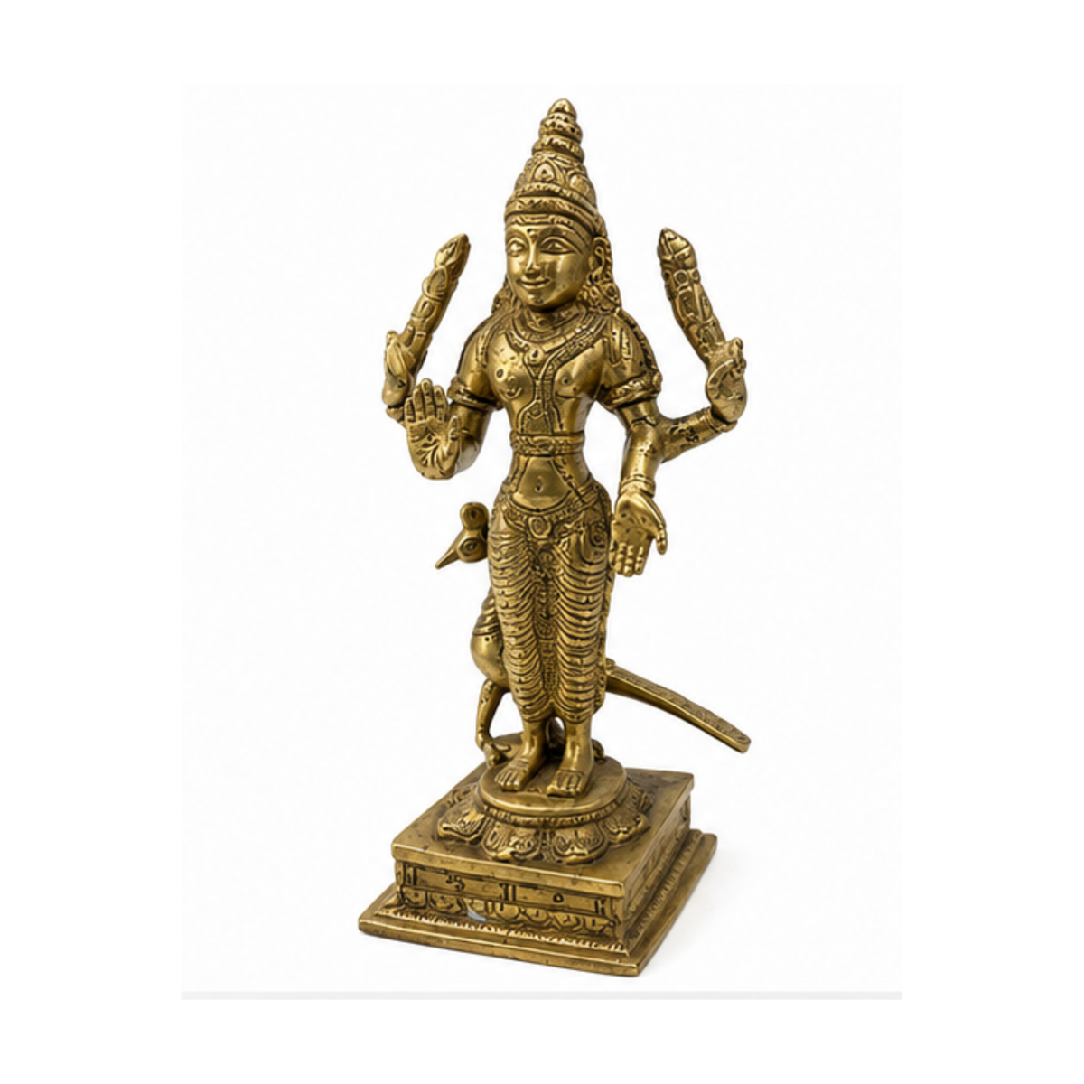 Brass Kartikeya Murti | Lord Murugan Skanda Statue for Puja