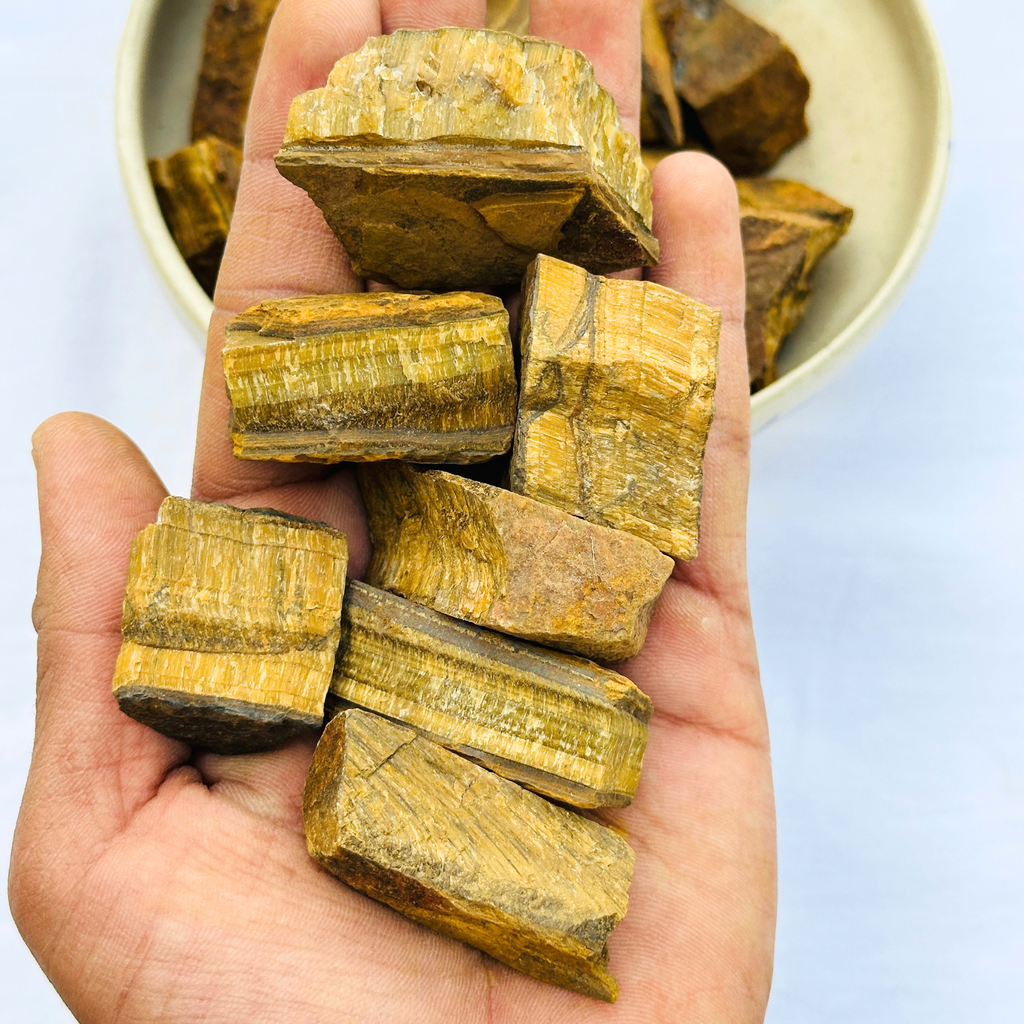 Tiger Eye Raw Crystals – Natural Rough Unpolished Tiger's Eye Stones | Manifestation Healing and Meditation Crystals