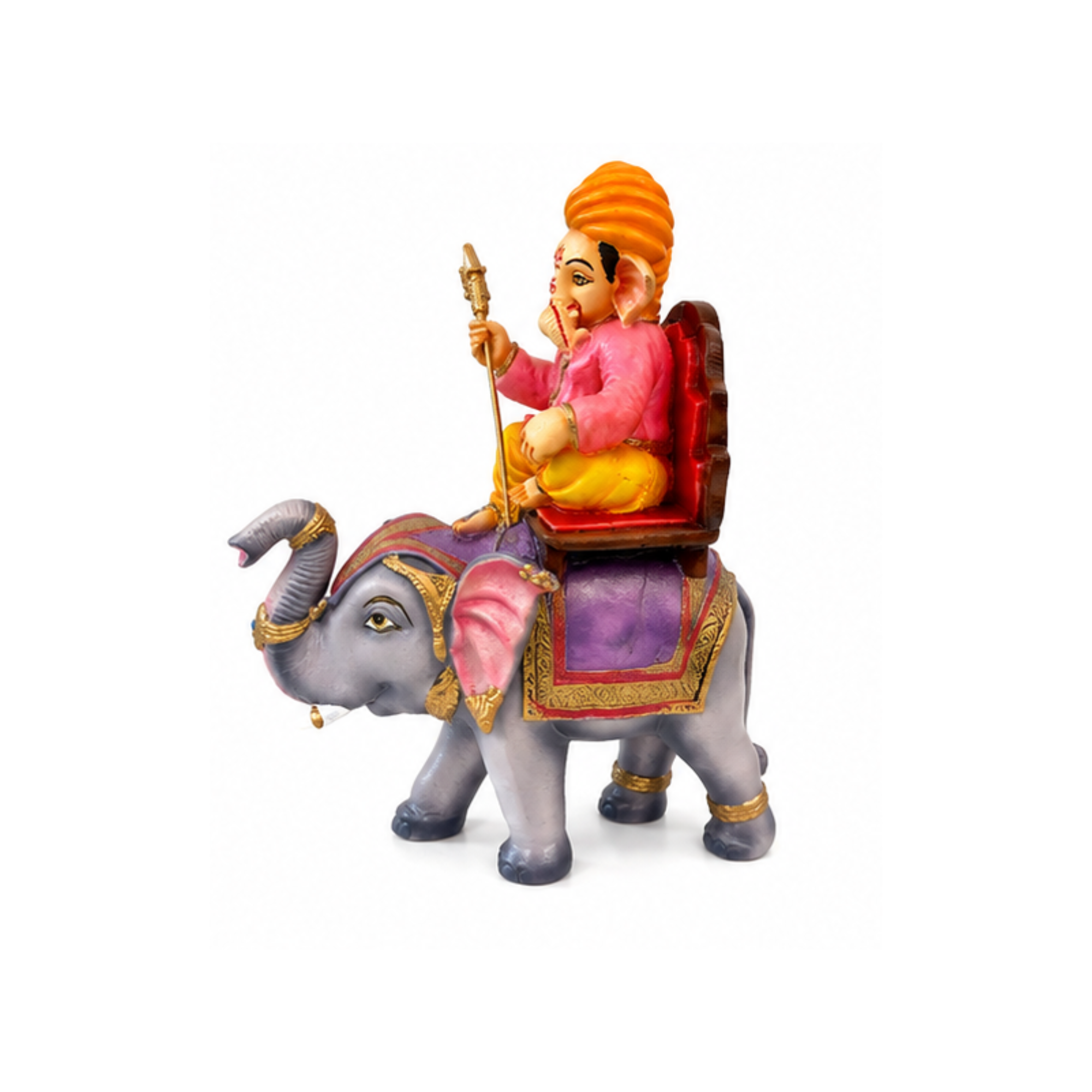 Ganesha Riding Elephant Idol | Traditional Hindu Home Decor | Ganapati with Elephant