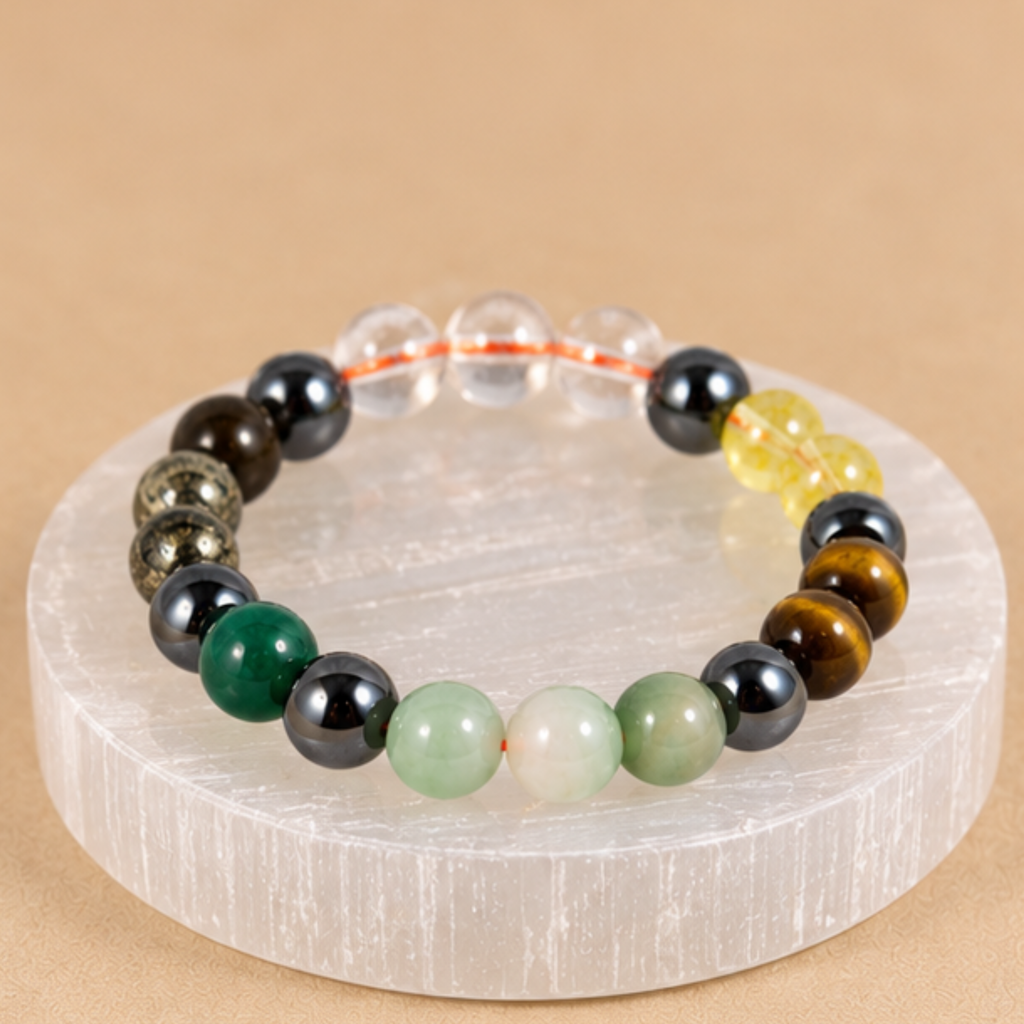 Abundance Bracelet - Dhanyog Bracelet | Green Aventurine Citrine Pyrite Tiger Eye Crystal Bracelet | Prosperity & Abundance Jewelry | Gift